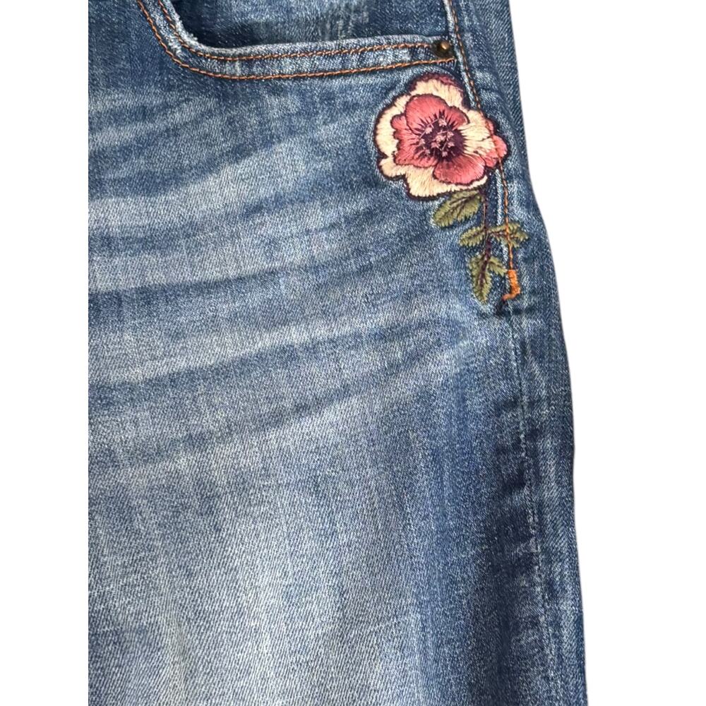 Driftwood Embroidered Floral Marilyn Jeans Size 27 Blue Mid Rise Straight Leg - Picture 4 of 11